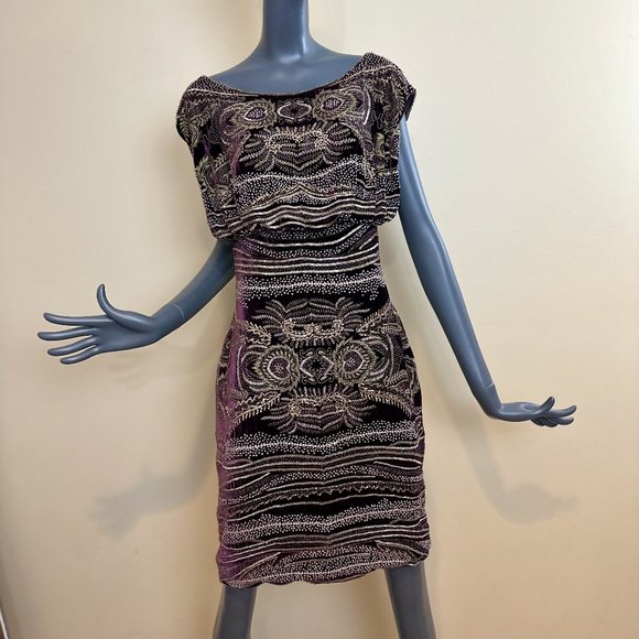 NAEEM KHAN Pre Fall 2010 Beaded Velvet Cocktail Dress - Picture 8 of 13